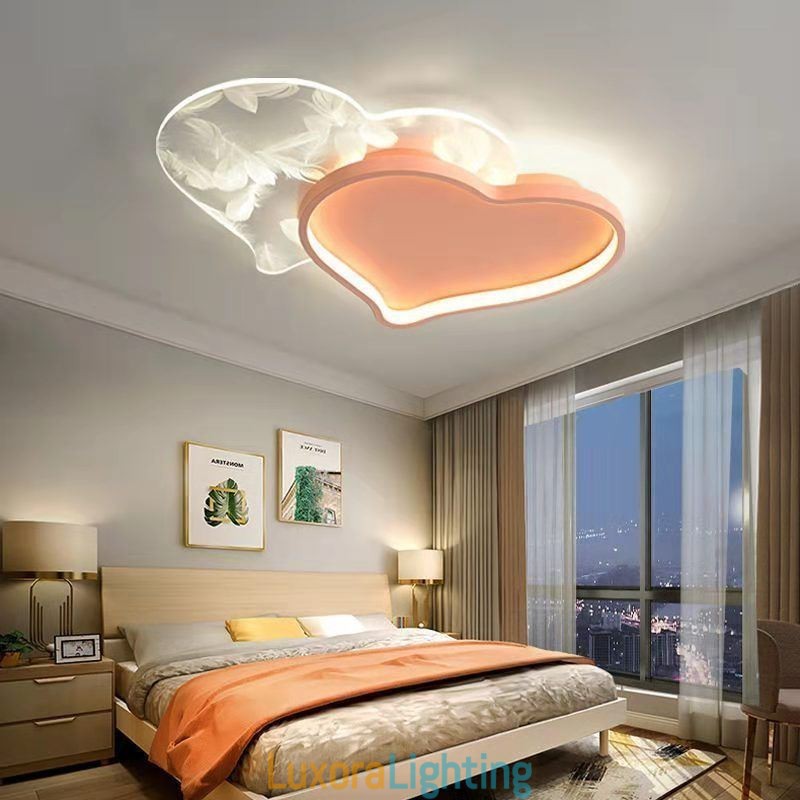 Designer Touch Decorative Modern Lights Heart Shape Flush Mount Ceiling Light Girls