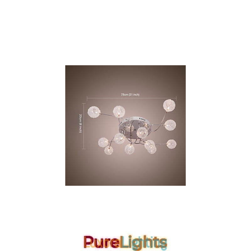 Designer Touch Decorative G4 12 light Iron Flush Mount Light with Aluminum Shades