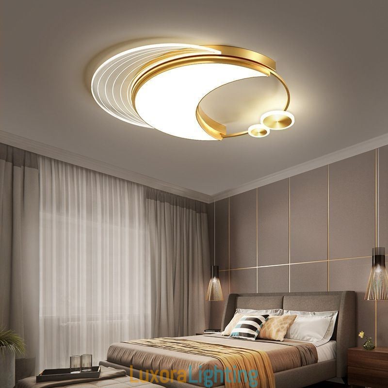 Designer Touch Decorative Dimmable Ceiling Light Modern Flush Mount Lighting Fixtures with Moon Shape 36W