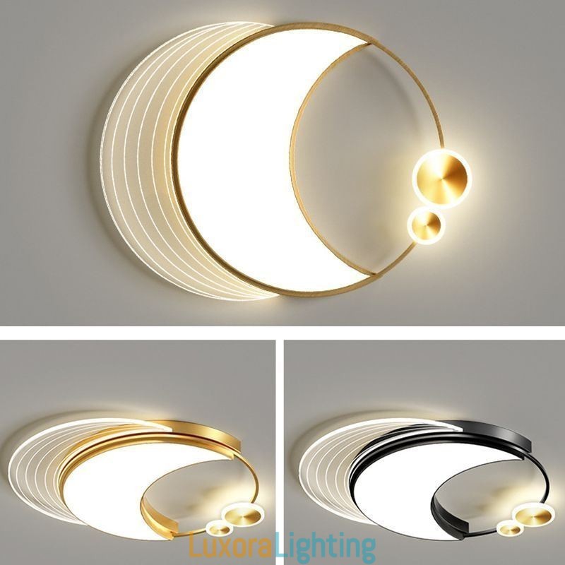 Designer Touch Decorative Dimmable Ceiling Light Modern Flush Mount Lighting Fixtures with Moon Shape 36W