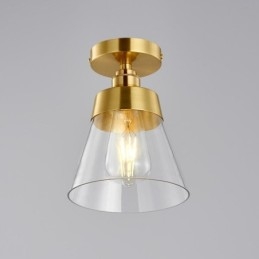 Designer Touch Decorative Contemporary Glass Flush Ceiling Light 1 Light Brass Finish
