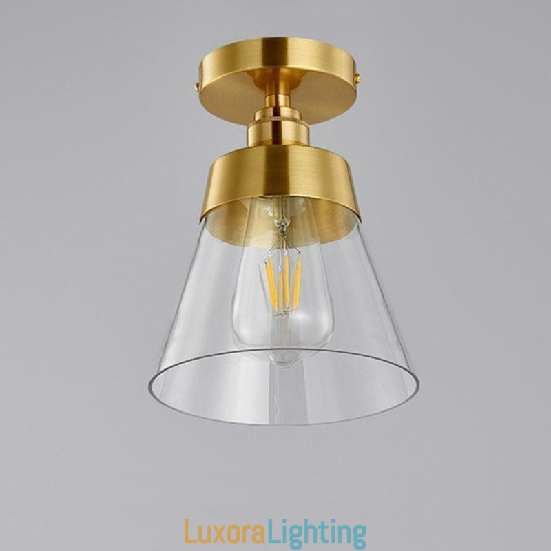 Designer Touch Decorative Contemporary Glass Flush Ceiling Light 1 Light Brass Finish