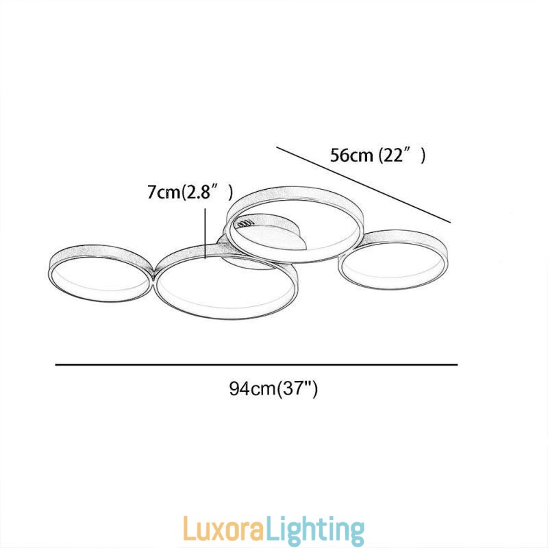 Designer Touch Decorative Ceiling Lamp 7200LM 4 Rings Lighting Fixture