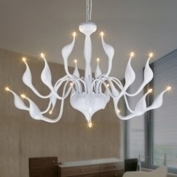 Designer Touch Decorative 18 Lights Stainless Post Modern Swan Chandelier Light G4 White Finished