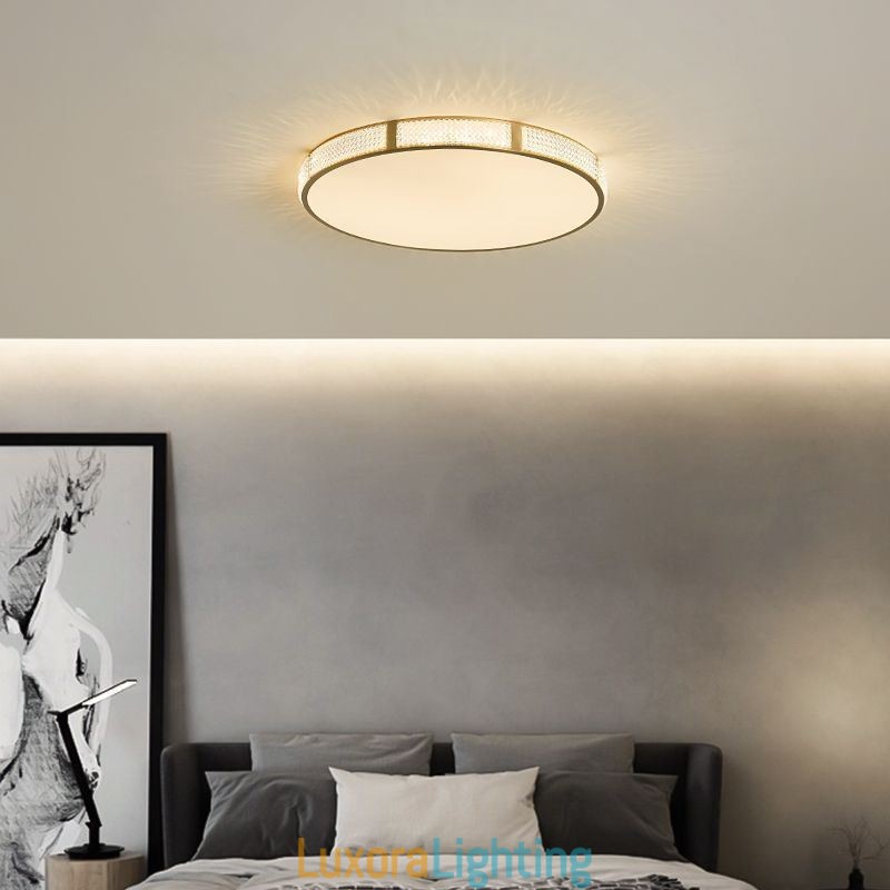 Designer Touch Decorative Flush Mount Ceiling Light Round Light Fixtures Tricolor Dimming
