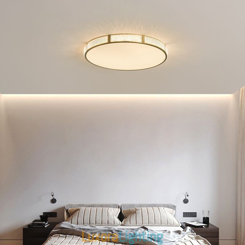 Designer Touch Decorative Flush Mount Ceiling Light Round Light Fixtures Tricolor Dimming