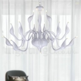 Designer Touch Decorative 18 Lights Stainless Post Modern Swan Chandelier Light G4 White Finished