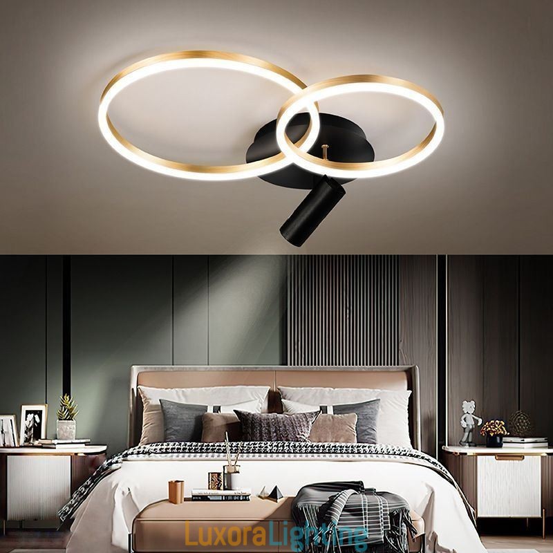 Designer Touch Decorative Ceiling Lamp Brushed Gold Halo Ring Lighting Spotlight