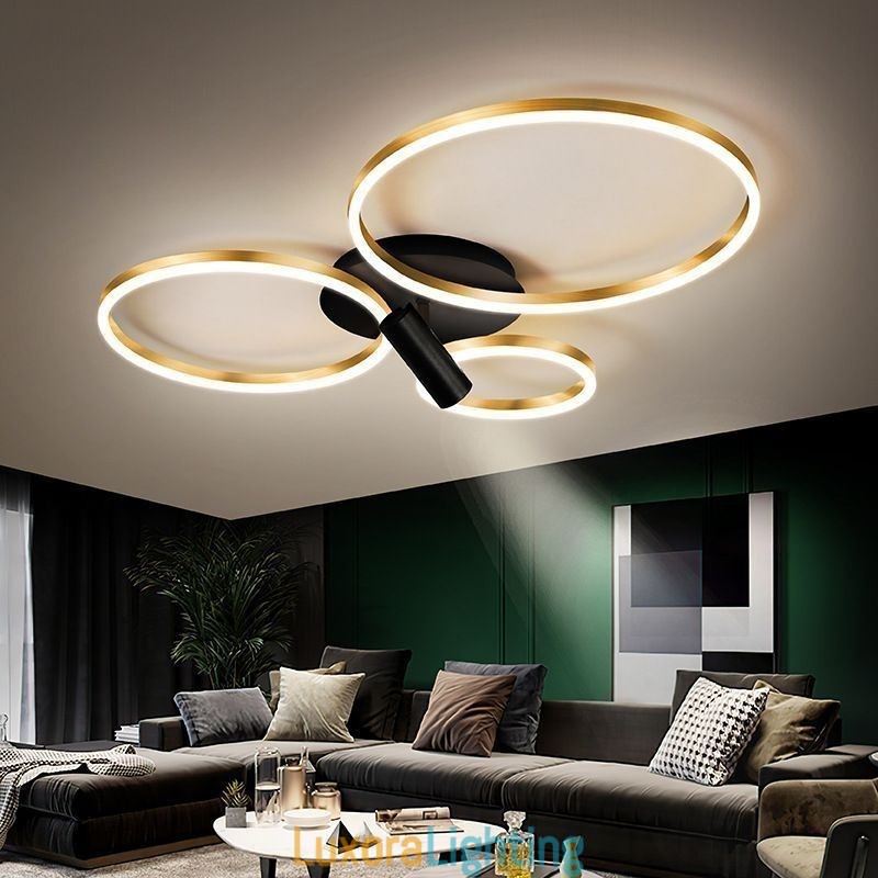 Designer Touch Decorative Ceiling Lamp Brushed Gold Halo Ring Lighting Spotlight
