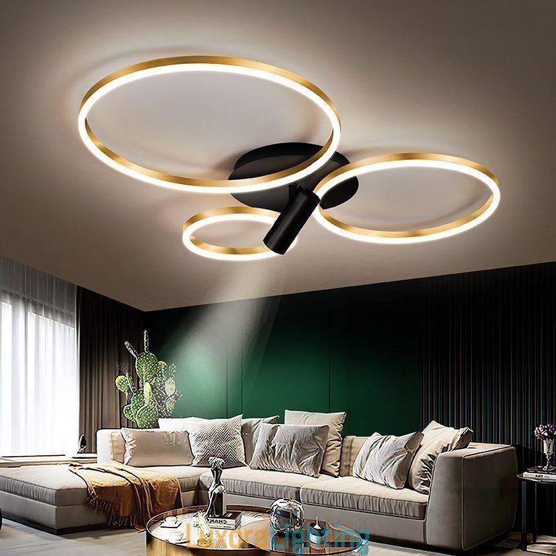 Designer Touch Decorative Ceiling Lamp Brushed Gold Halo Ring Lighting Spotlight