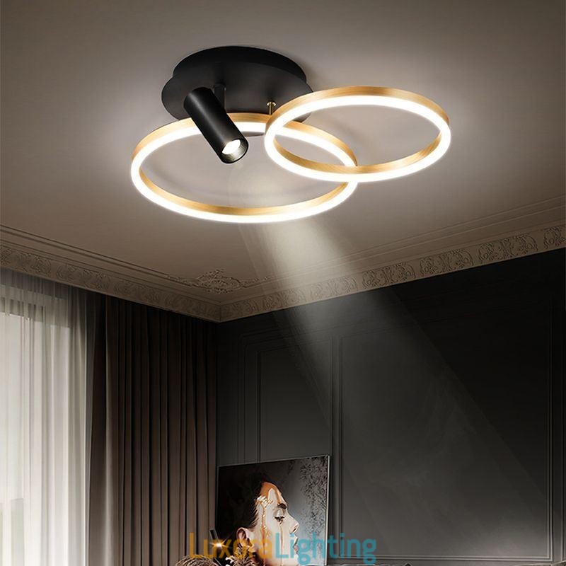 Designer Touch Decorative Ceiling Lamp Brushed Gold Halo Ring Lighting Spotlight