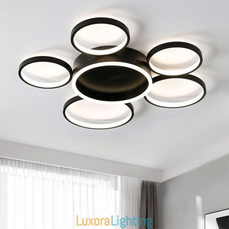 Designer Touch Decorative 6 Ring Acrylic Flush Mount Modern Ceiling Light
