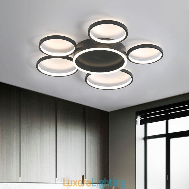 Designer Touch Decorative 6 Ring Acrylic Flush Mount Modern Ceiling Light