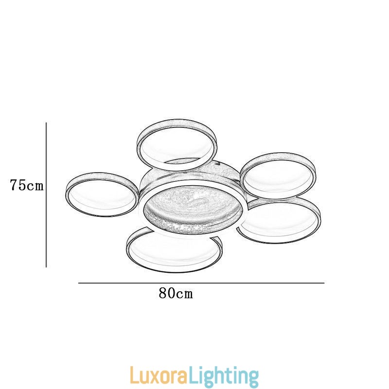 Designer Touch Decorative 6 Ring Acrylic Flush Mount Modern Ceiling Light