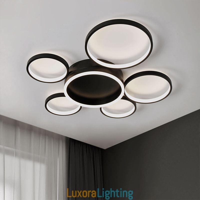 Designer Touch Decorative 6 Ring Acrylic Flush Mount Modern Ceiling Light
