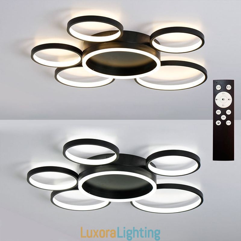 Designer Touch Decorative 6 Ring Acrylic Flush Mount Modern Ceiling Light