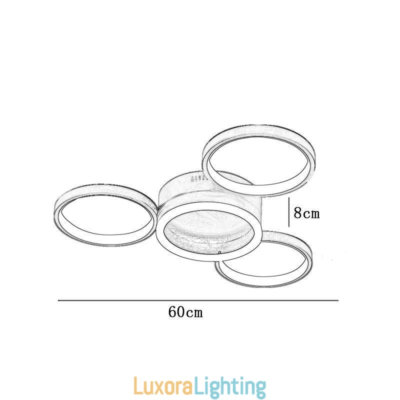 Designer Touch Decorative 4 Ring Flush Mount Ceiling Light