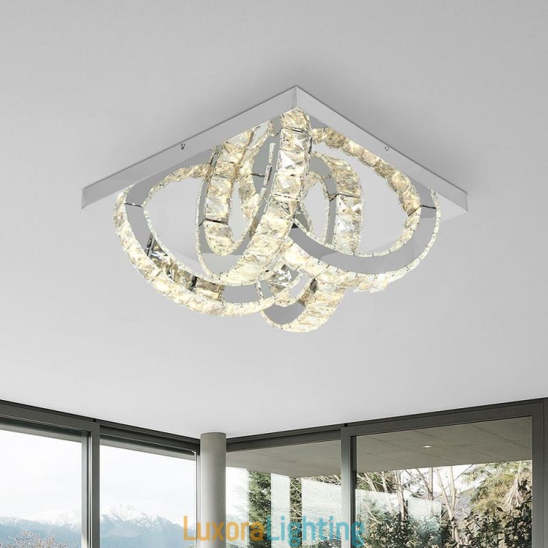 Designer Touch Decorative Semi Ring Flush Mount Crystal Ceiling Light
