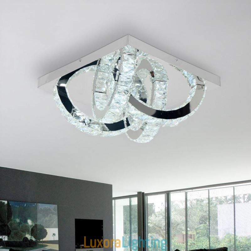 Designer Touch Decorative Semi Ring Flush Mount Crystal Ceiling Light