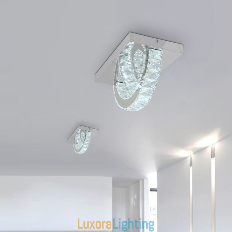 Designer Touch Decorative Semi Ring Flush Mount Crystal Ceiling Light