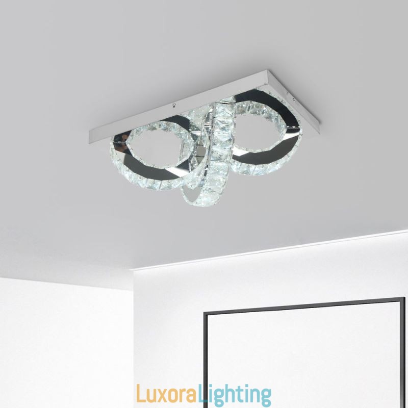 Designer Touch Decorative Semi Ring Flush Mount Crystal Ceiling Light