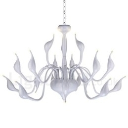 Designer Touch Decorative 18 Lights Stainless Post Modern Swan Chandelier Light G4 White Finished