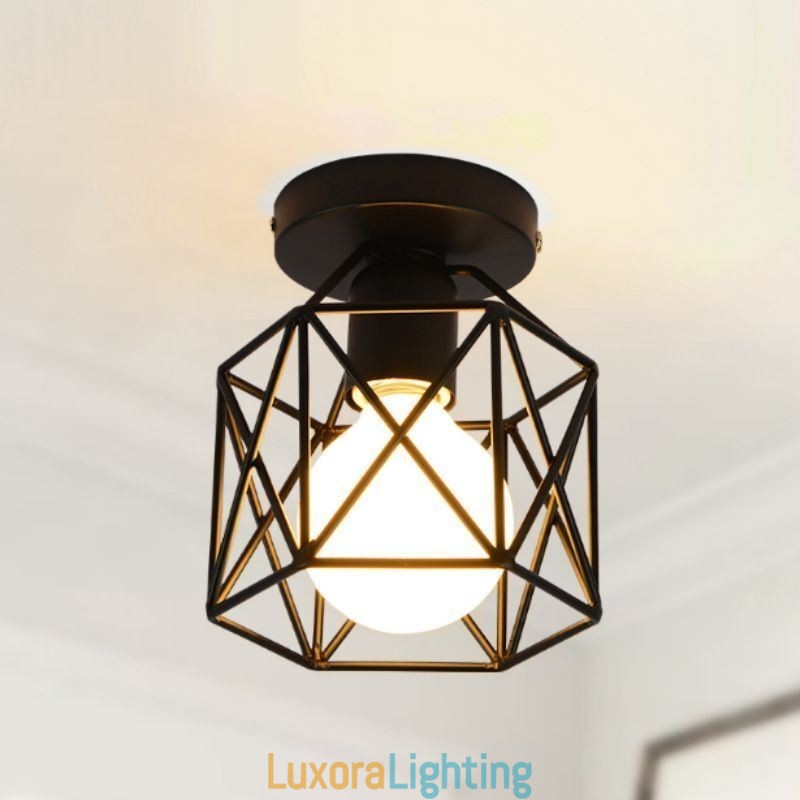 Designer Touch Decorative Metal Cage Flush Mount Ceiling Light