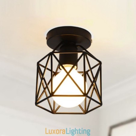 Designer Touch Decorative Metal Cage Flush Mount Ceiling Light