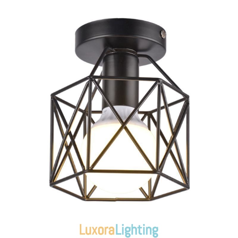 Designer Touch Decorative Metal Cage Flush Mount Ceiling Light