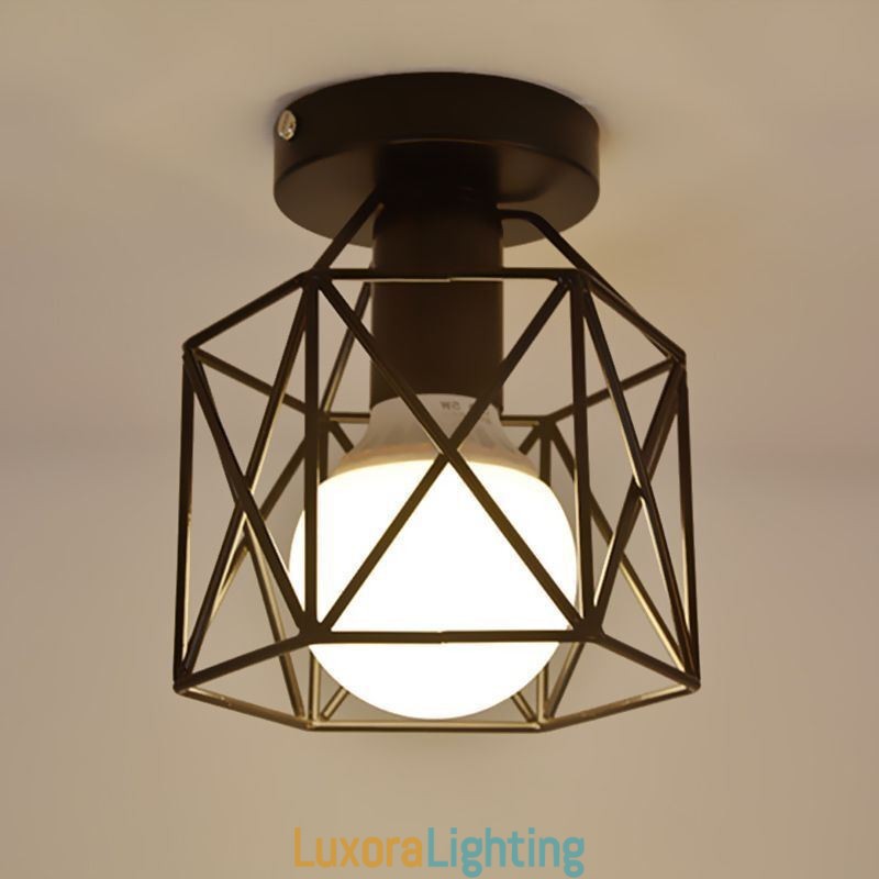 Designer Touch Decorative Metal Cage Flush Mount Ceiling Light