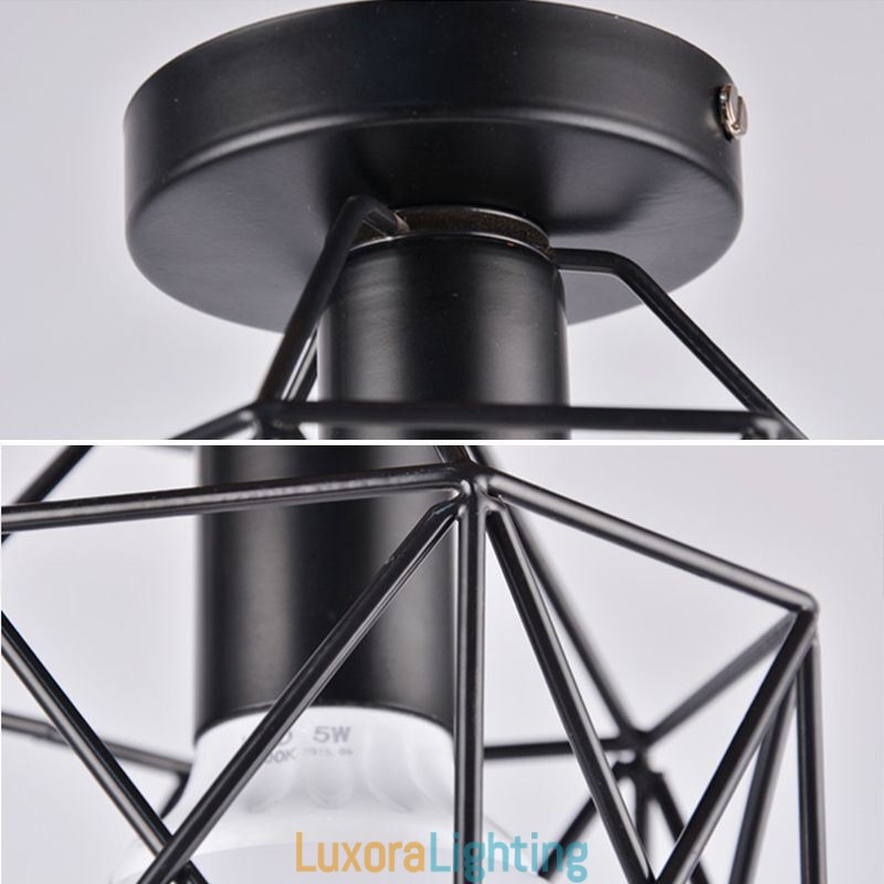 Designer Touch Decorative Metal Cage Flush Mount Ceiling Light