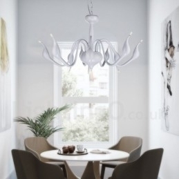 Designer Touch Decorative 18 Lights Stainless Post Modern Swan Chandelier Light G4 White Finished
