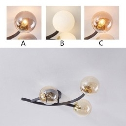 Designer Touch Decorative Modern Minimalist Branch Flush Mount Glass Globe Ceiling Light