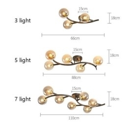 Designer Touch Decorative Modern Minimalist Branch Flush Mount Glass Globe Ceiling Light