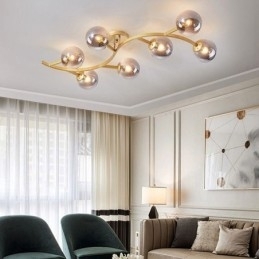 Designer Touch Decorative Modern Minimalist Branch Flush Mount Glass Globe Ceiling Light