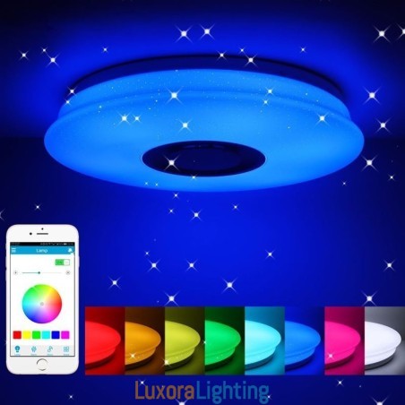 Designer Touch Decorative Flush Mount Colorful Ceiling Lamp with Bluetooth Music Speaker Timing Function