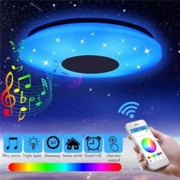 Designer Touch Decorative Flush Mount Colorful Ceiling Lamp with Bluetooth Music Speaker Timing Function