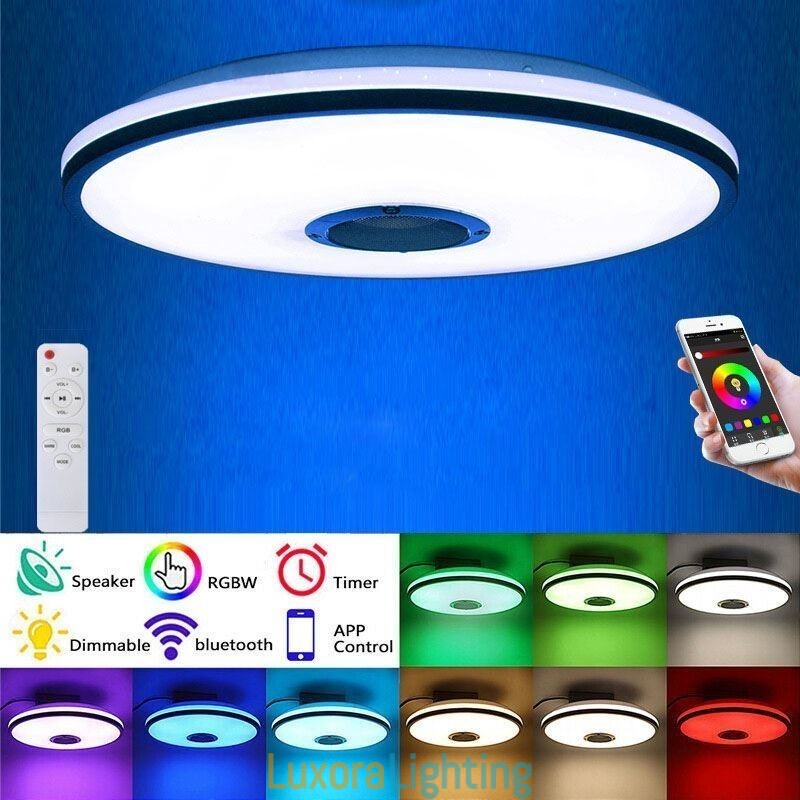 Designer Touch Decorative Flush Mount Colorful Ceiling Light with Bluetooth Music Speaker Timing Function