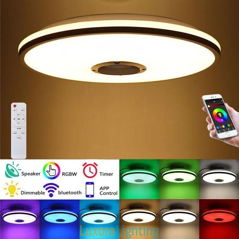 Designer Touch Decorative Flush Mount Colorful Ceiling Light with Bluetooth Music Speaker Timing Function