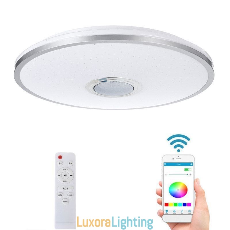Designer Touch Decorative Flush Mount Colorful Ceiling Light with Bluetooth Music Speaker Timing Function