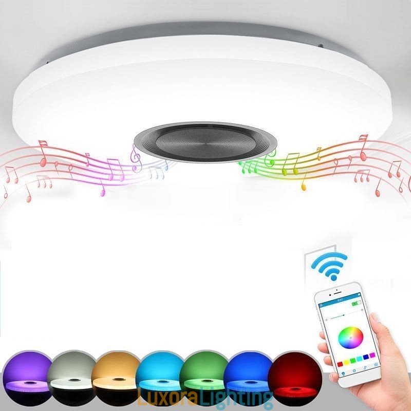 Designer Touch Decorative Flush Mount Lamp Remote APP Control Bluetooth Music Speaker Lamp