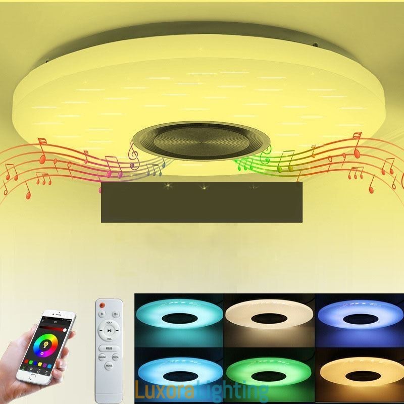 Designer Touch Decorative Flush Mount Lamp Remote APP Control Bluetooth Music Speaker Lamp