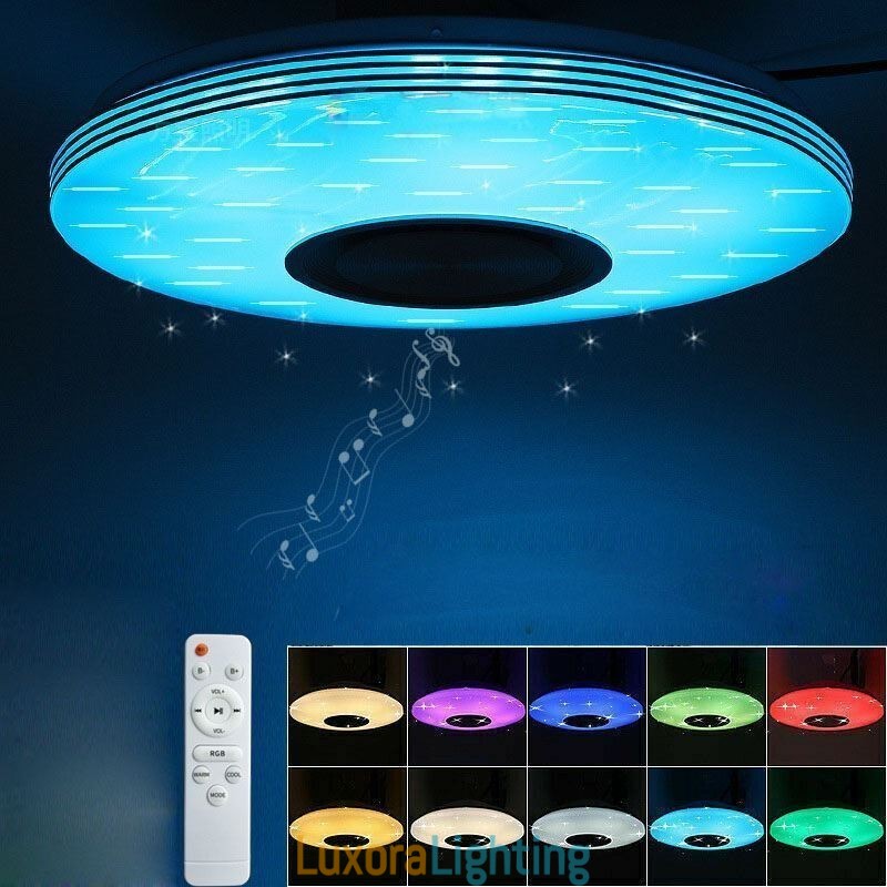 Designer Touch Decorative Flush Mount Ceiling Light Lamp Remote APP Control Bluetooth Music Speaker Lamp