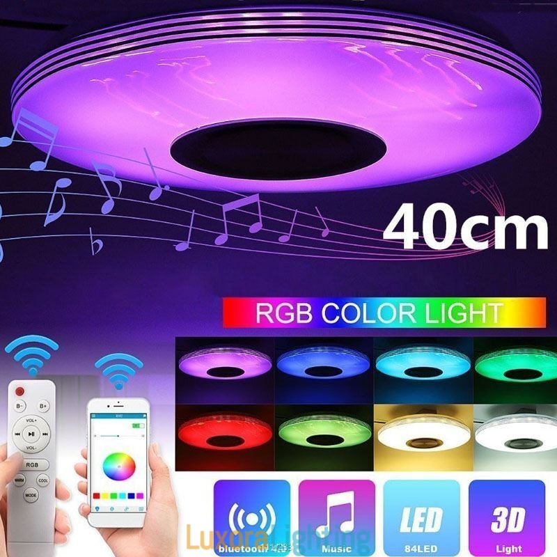 Designer Touch Decorative Flush Mount Ceiling Light Lamp Remote APP Control Bluetooth Music Speaker Lamp