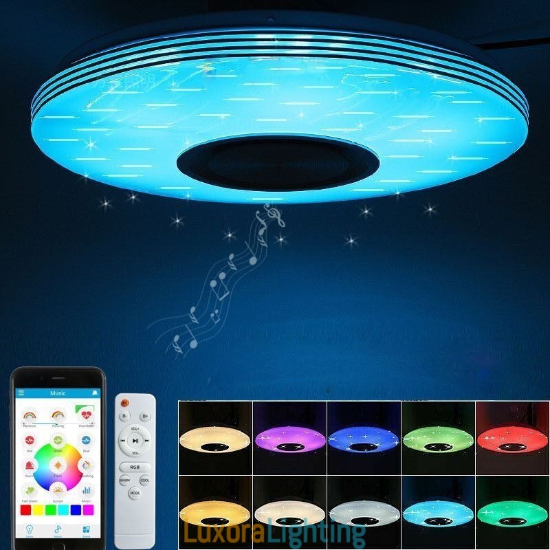 Designer Touch Decorative Flush Mount Ceiling Light Lamp Remote APP Control Bluetooth Music Speaker Lamp