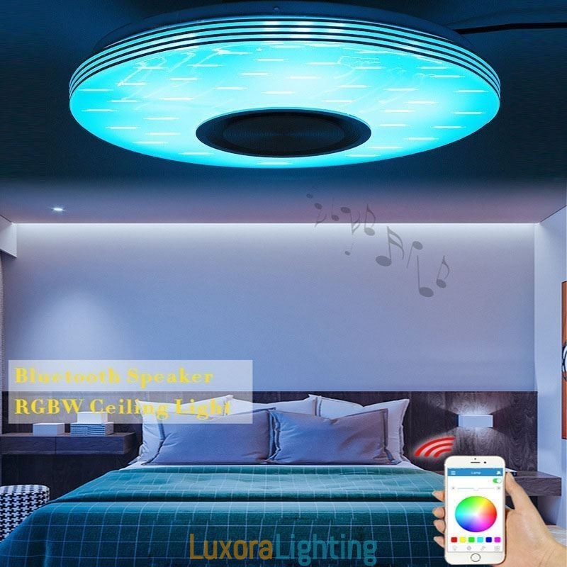 Designer Touch Decorative Flush Mount Ceiling Light Lamp Remote APP Control Bluetooth Music Speaker Lamp
