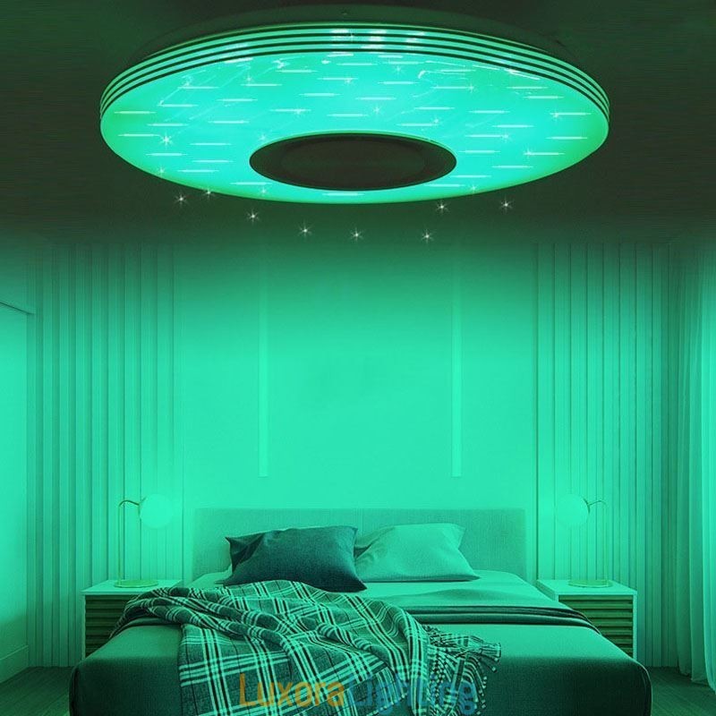 Designer Touch Decorative Flush Mount Ceiling Light Lamp Remote APP Control Bluetooth Music Speaker Lamp