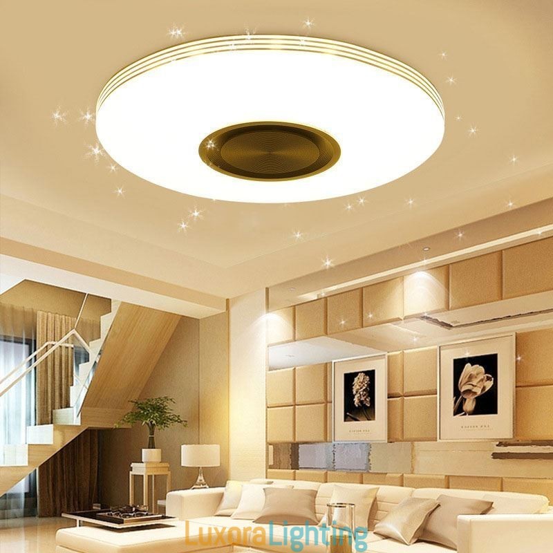 Designer Touch Decorative Flush Mount Ceiling Light Lamp Remote APP Control Bluetooth Music Speaker Lamp