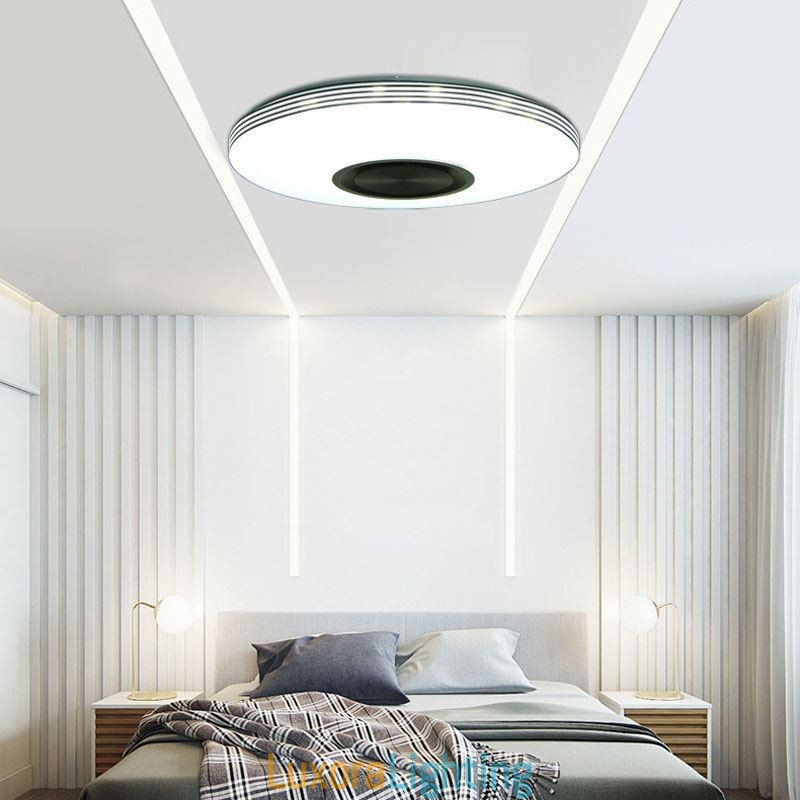 Designer Touch Decorative Flush Mount Ceiling Light Lamp Remote APP Control Bluetooth Music Speaker Lamp