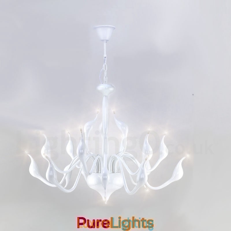 Designer Touch Decorative 18 Lights Stainless Post Modern Swan Chandelier Light G4 White Finished